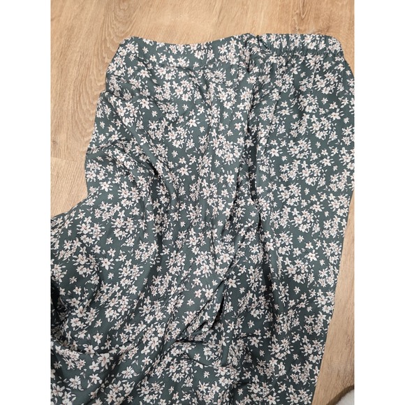 Wishlist Women's Floral Print Wrap Maxi Skirt S Small Green Cream Slit High Low - Picture 11 of 12